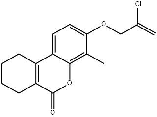 3-(2-chloroprop-2-enoxy)-4-methyl-7,8,9,10-tetrahydrobenzo[c]chromen-6-one 化学構造式