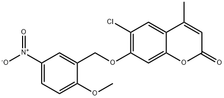 6-chloro-7-[(2-methoxy-5-nitrophenyl)methoxy]-4-methylchromen-2-one Structure