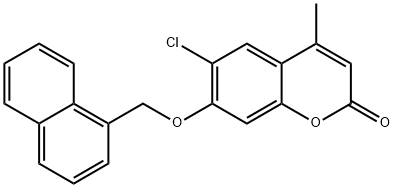 6-chloro-4-methyl-7-(naphthalen-1-ylmethoxy)chromen-2-one 化学構造式