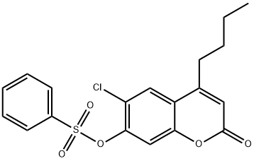 (4-butyl-6-chloro-2-oxochromen-7-yl) benzenesulfonate Struktur