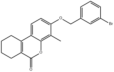3-[(3-bromophenyl)methoxy]-4-methyl-7,8,9,10-tetrahydrobenzo[c]chromen-6-one Struktur