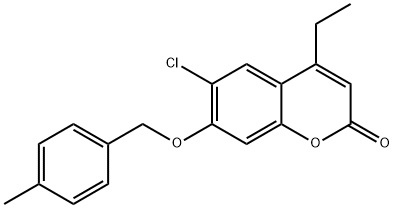 6-chloro-4-ethyl-7-[(4-methylphenyl)methoxy]chromen-2-one,438034-23-2,结构式