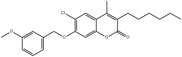 6-chloro-3-hexyl-7-[(3-methoxyphenyl)methoxy]-4-methylchromen-2-one Structure