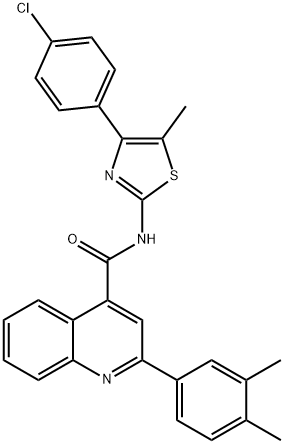 N-[4-(4-chlorophenyl)-5-methyl-1,3-thiazol-2-yl]-2-(3,4-dimethylphenyl)quinoline-4-carboxamide,438215-69-1,结构式