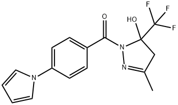 [5-hydroxy-3-methyl-5-(trifluoromethyl)-4H-pyrazol-1-yl]-(4-pyrrol-1-ylphenyl)methanone,438217-41-5,结构式