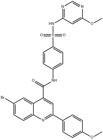 6-bromo-2-(4-methoxyphenyl)-N-[4-[(6-methoxypyrimidin-4-yl)sulfamoyl]phenyl]quinoline-4-carboxamide 化学構造式