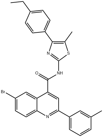 6-bromo-N-[4-(4-ethylphenyl)-5-methyl-1,3-thiazol-2-yl]-2-(3-methylphenyl)quinoline-4-carboxamide,438222-18-5,结构式
