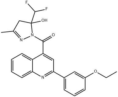 [5-(difluoromethyl)-5-hydroxy-3-methyl-4H-pyrazol-1-yl]-[2-(3-ethoxyphenyl)quinolin-4-yl]methanone Structure