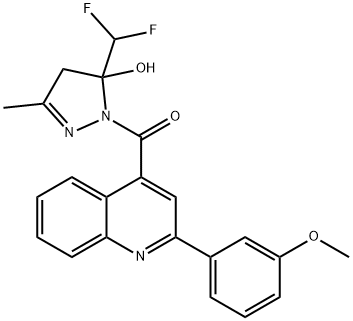 [5-(difluoromethyl)-5-hydroxy-3-methyl-4H-pyrazol-1-yl]-[2-(3-methoxyphenyl)quinolin-4-yl]methanone Structure