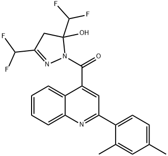 [3,5-bis(difluoromethyl)-5-hydroxy-4H-pyrazol-1-yl]-[2-(2,4-dimethylphenyl)quinolin-4-yl]methanone Structure