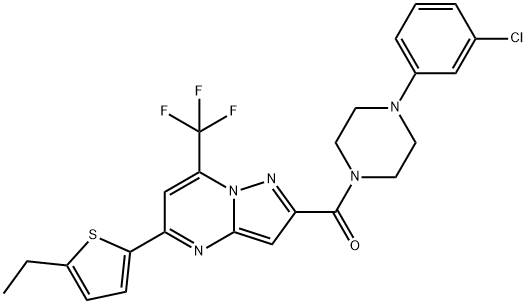 [4-(3-chlorophenyl)piperazin-1-yl]-[5-(5-ethylthiophen-2-yl)-7-(trifluoromethyl)pyrazolo[1,5-a]pyrimidin-2-yl]methanone Structure