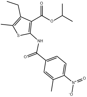 propan-2-yl 4-ethyl-5-methyl-2-[(3-methyl-4-nitrobenzoyl)amino]thiophene-3-carboxylate 化学構造式