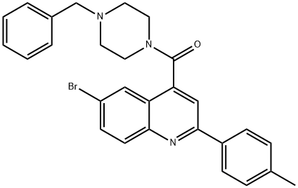 (4-benzylpiperazin-1-yl)-[6-bromo-2-(4-methylphenyl)quinolin-4-yl]methanone 结构式