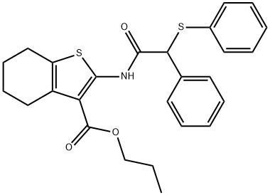 propyl 2-[(2-phenyl-2-phenylsulfanylacetyl)amino]-4,5,6,7-tetrahydro-1-benzothiophene-3-carboxylate,438612-45-4,结构式