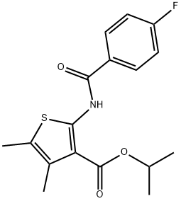 propan-2-yl 2-[(4-fluorobenzoyl)amino]-4,5-dimethylthiophene-3-carboxylate 化学構造式