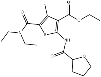 ethyl 5-(diethylcarbamoyl)-4-methyl-2-(oxolane-2-carbonylamino)thiophene-3-carboxylate Struktur