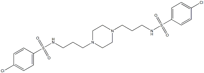 4-chloro-N-[3-[4-[3-[(4-chlorophenyl)sulfonylamino]propyl]piperazin-1-yl]propyl]benzenesulfonamide Struktur