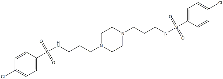 4-chloro-N-[3-[4-[3-[(4-chlorophenyl)sulfonylamino]propyl]piperazin-1-yl]propyl]benzenesulfonamide 结构式