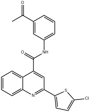 N-(3-acetylphenyl)-2-(5-chlorothiophen-2-yl)quinoline-4-carboxamide 化学構造式