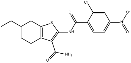 2-[(2-chloro-4-nitrobenzoyl)amino]-6-ethyl-4,5,6,7-tetrahydro-1-benzothiophene-3-carboxamide Structure