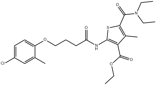 ethyl 2-[4-(4-chloro-2-methylphenoxy)butanoylamino]-5-(diethylcarbamoyl)-4-methylthiophene-3-carboxylate 化学構造式