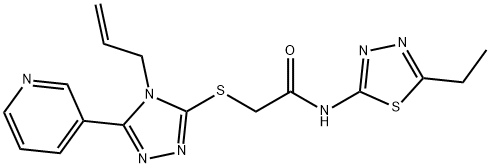 N-(5-ethyl-1,3,4-thiadiazol-2-yl)-2-[(4-prop-2-enyl-5-pyridin-3-yl-1,2,4-triazol-3-yl)sulfanyl]acetamide 结构式