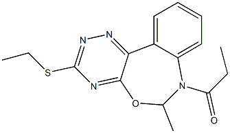 1-(3-ethylsulfanyl-6-methyl-6H-[1,2,4]triazino[5,6-d][3,1]benzoxazepin-7-yl)propan-1-one Struktur