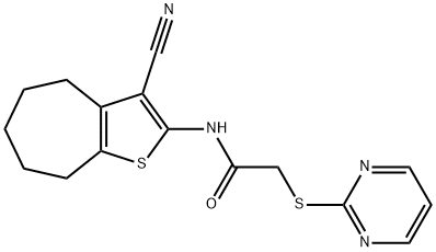 N-(3-cyano-5,6,7,8-tetrahydro-4H-cyclohepta[b]thiophen-2-yl)-2-pyrimidin-2-ylsulfanylacetamide Structure