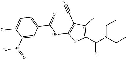 5-[(4-chloro-3-nitrobenzoyl)amino]-4-cyano-N,N-diethyl-3-methylthiophene-2-carboxamide Structure