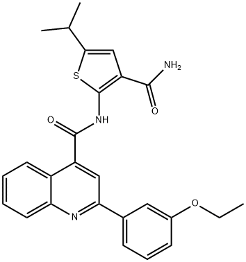N-(3-carbamoyl-5-propan-2-ylthiophen-2-yl)-2-(3-ethoxyphenyl)quinoline-4-carboxamide Struktur
