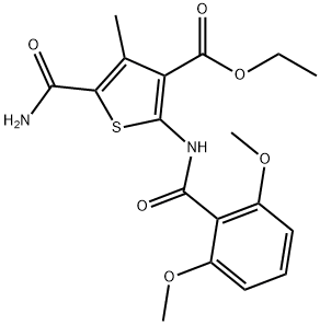 ethyl 5-carbamoyl-2-[(2,6-dimethoxybenzoyl)amino]-4-methylthiophene-3-carboxylate Structure