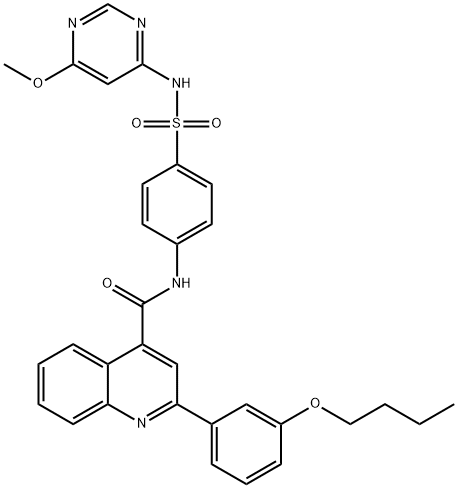 2-(3-butoxyphenyl)-N-[4-[(6-methoxypyrimidin-4-yl)sulfamoyl]phenyl]quinoline-4-carboxamide 结构式