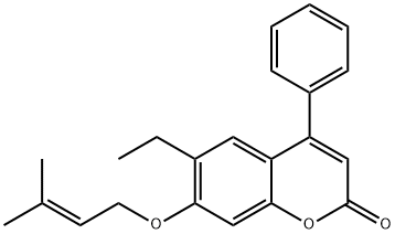 6-ethyl-7-(3-methylbut-2-enoxy)-4-phenylchromen-2-one 结构式