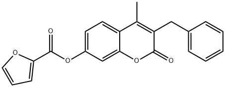 (3-benzyl-4-methyl-2-oxochromen-7-yl) furan-2-carboxylate 化学構造式