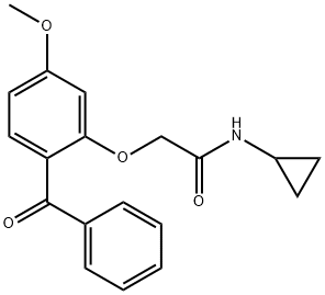 2-(2-benzoyl-5-methoxyphenoxy)-N-cyclopropylacetamide Struktur