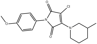 3-氯-1-(4-甲氧基苯基)-4-(3-甲基哌啶-1-基)-1H-吡咯-2,5-二酮, 451449-70-0, 结构式