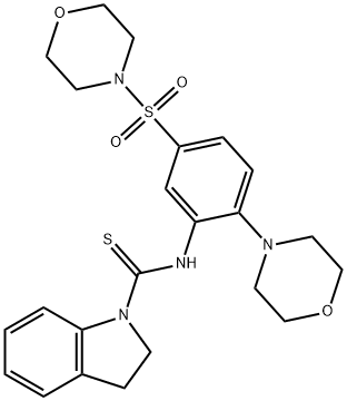 N-(2-morpholin-4-yl-5-morpholin-4-ylsulfonylphenyl)-2,3-dihydroindole-1-carbothioamide Struktur