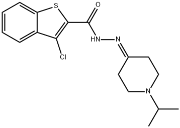 3-chloro-N-[(1-propan-2-ylpiperidin-4-ylidene)amino]-1-benzothiophene-2-carboxamide Struktur