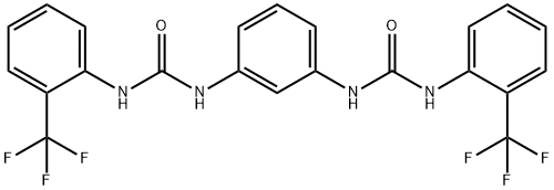 1-[2-(trifluoromethyl)phenyl]-3-[3-[[2-(trifluoromethyl)phenyl]carbamoylamino]phenyl]urea Struktur