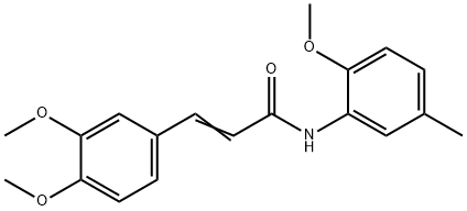 (E)-3-(3,4-dimethoxyphenyl)-N-(2-methoxy-5-methylphenyl)prop-2-enamide 化学構造式