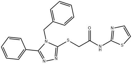 2-[(4-benzyl-5-phenyl-1,2,4-triazol-3-yl)sulfanyl]-N-(1,3-thiazol-2-yl)acetamide Structure