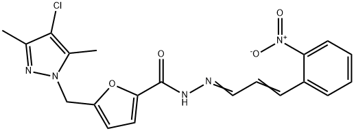 5-[(4-chloro-3,5-dimethylpyrazol-1-yl)methyl]-N-[(Z)-[(E)-3-(2-nitrophenyl)prop-2-enylidene]amino]furan-2-carboxamide Structure