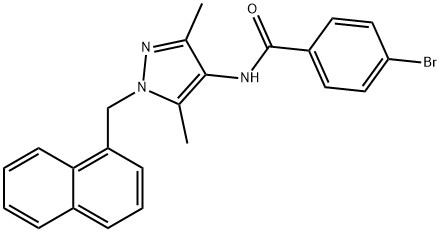 4-bromo-N-[3,5-dimethyl-1-(naphthalen-1-ylmethyl)pyrazol-4-yl]benzamide 化学構造式