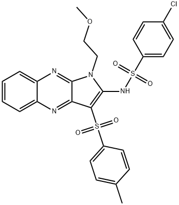 4-chloro-N-[1-(2-methoxyethyl)-3-(4-methylphenyl)sulfonylpyrrolo[3,2-b]quinoxalin-2-yl]benzenesulfonamide Struktur