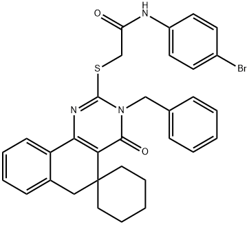 2-(3-benzyl-4-oxospiro[6H-benzo[h]quinazoline-5,1'-cyclohexane]-2-yl)sulfanyl-N-(4-bromophenyl)acetamide Structure