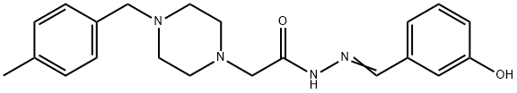 3-[(E)-[[2-[4-[(4-methylphenyl)methyl]piperazin-1-ium-1-yl]acetyl]hydrazinylidene]methyl]phenolate Structure