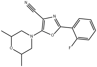 5-(2,6-dimethylmorpholin-4-yl)-2-(2-fluorophenyl)-1,3-oxazole-4-carbonitrile Structure