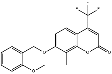 7-[(2-methoxyphenyl)methoxy]-8-methyl-4-(trifluoromethyl)chromen-2-one Struktur