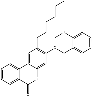 2-hexyl-3-[(2-methoxyphenyl)methoxy]benzo[c]chromen-6-one 化学構造式