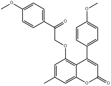 4-(4-methoxyphenyl)-5-[2-(4-methoxyphenyl)-2-oxoethoxy]-7-methylchromen-2-one Struktur